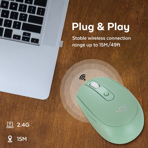 HDL G-235-6-D Wireless Rechargeable Green Mouse